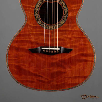 2014 Petros FS Lefty, Curly African Rosewood (Bubinga)/Curly Redwood image 3
