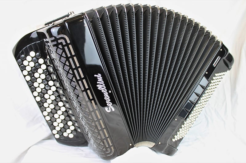 NEW Black Serenellini 454 Chromatic Button Accordion C System | Reverb