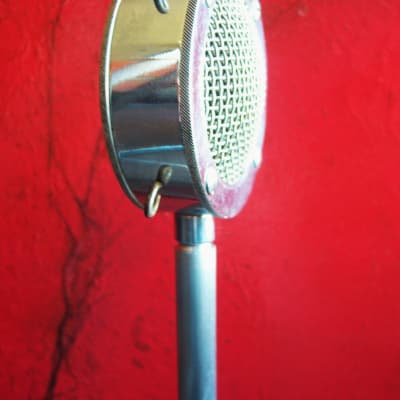 Vintage RARE 1930's Astatic D-104 crystal "Lollipop" microphone Chrome w period desk stand # 2 image 3