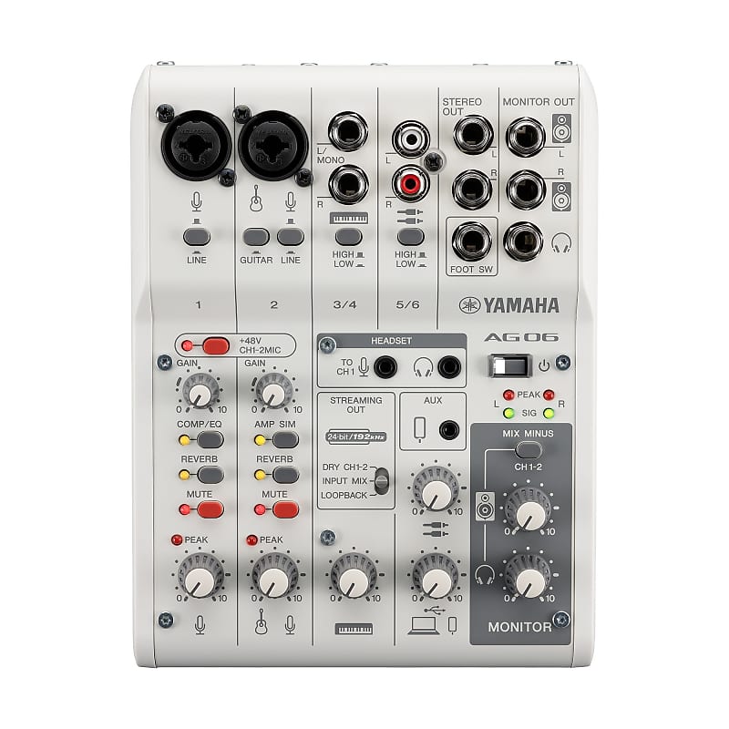 New Yamaha AG06 6-Channel Mixer & USB Audio Interface White image 1