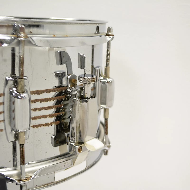 Ludwig Rocker 6.5x14" 8-Lug Ribbed Steel Snare with Black / White Badge Early 1990s image 4