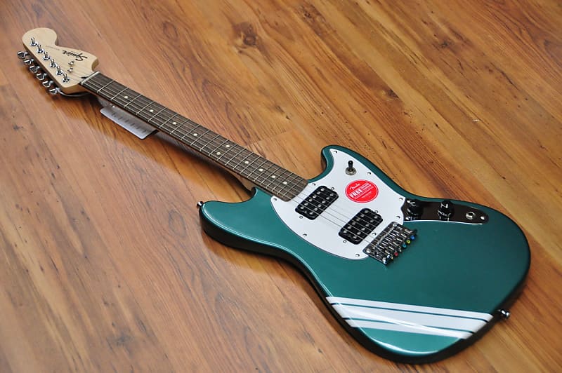 Squier FSR Bullet Competition Mustang HH Sherwood Green w/ Olympic White  Stripes
