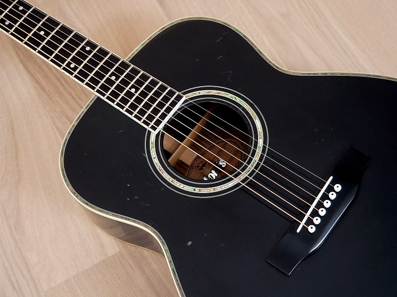 1980s Morris MF-50 X-Braced Auditorium Acoustic Guitar Black