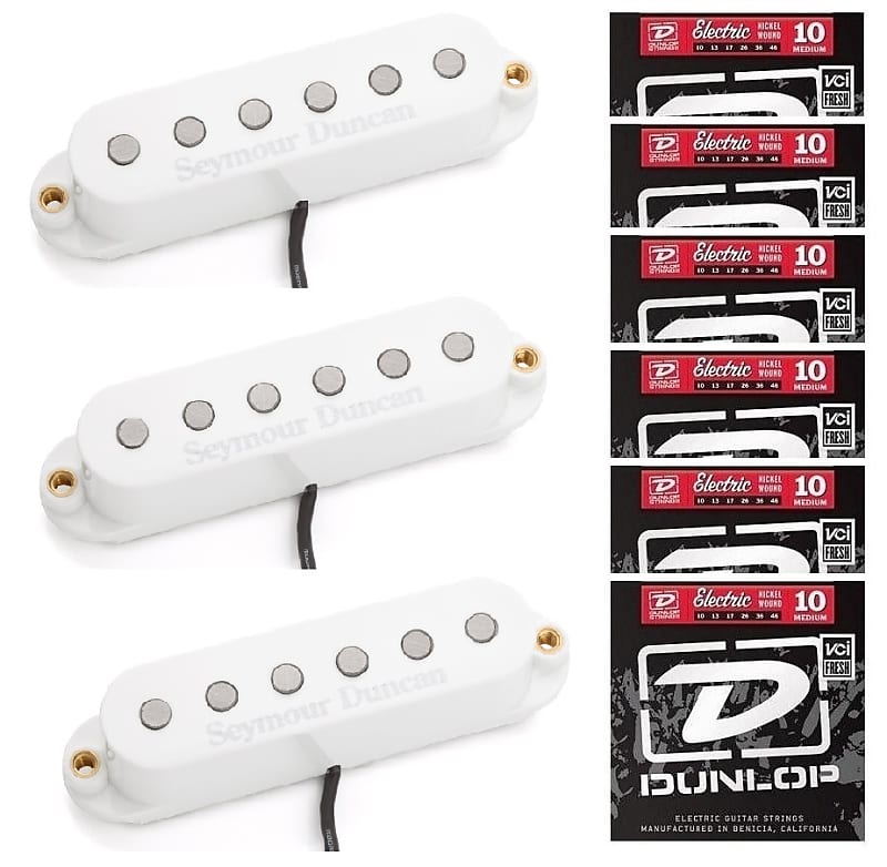 Seymour Duncan Classic Stack Plus STK-S4 White Single Coil Pickup Set ( 6 SETS OF DUNLOP STRINGS ) image 1