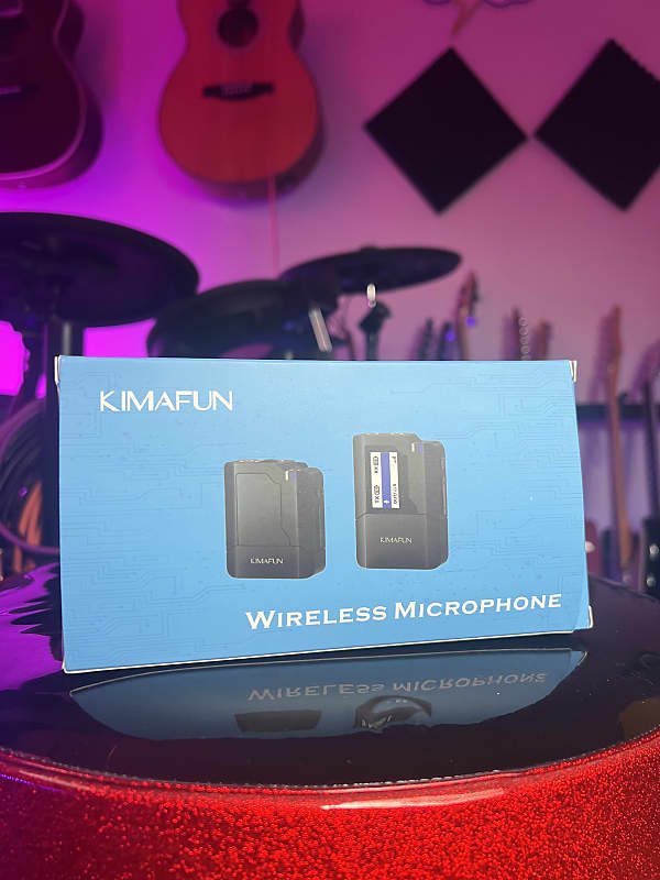 KIMAFUN 2.4G Wireless Lavalier Microphone System Black Reverb