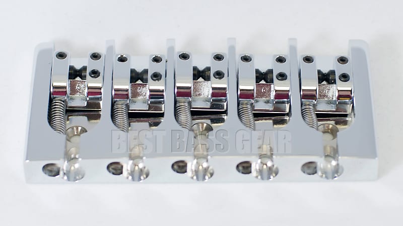 Hipshot AStyle 5String .750 Bass Bridge Brass Chrome 19mm Spacing