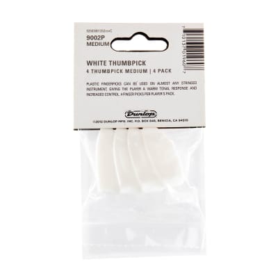 Dunlop Plastic Medium Thumbpick White 4 Pack image 2