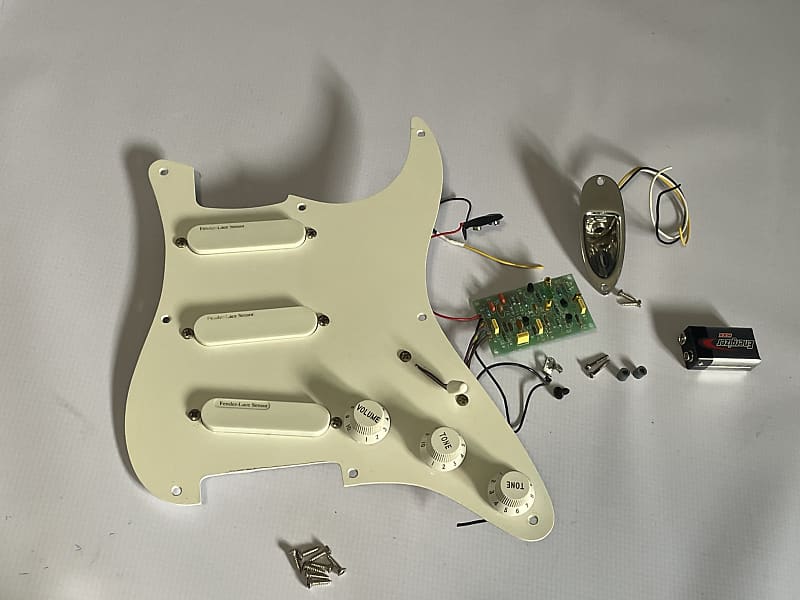 1989 Fender Gold Lace Sensor Pickups + Mid Boost PCB Board-