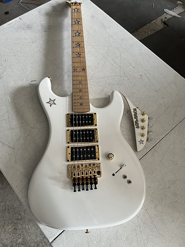 Kramer  Jersey Star Electric Guitar Antique White, headstock broken, u fix it, as is image 1