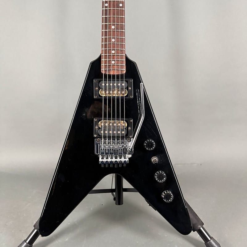 Epiphone Flying V 2 black Zebra PUs black hockey headstock RARE 1982 - 1986 - schwarz image 1