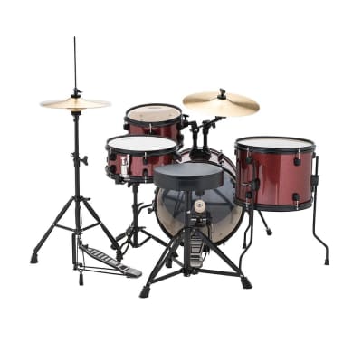Ludwig LC178X025 Pocket Kit by Questlove, 4pc Full Kit w/ Hardware & Cymbals, 16, 10, 13, 12s - Wine Red Sparkle image 4