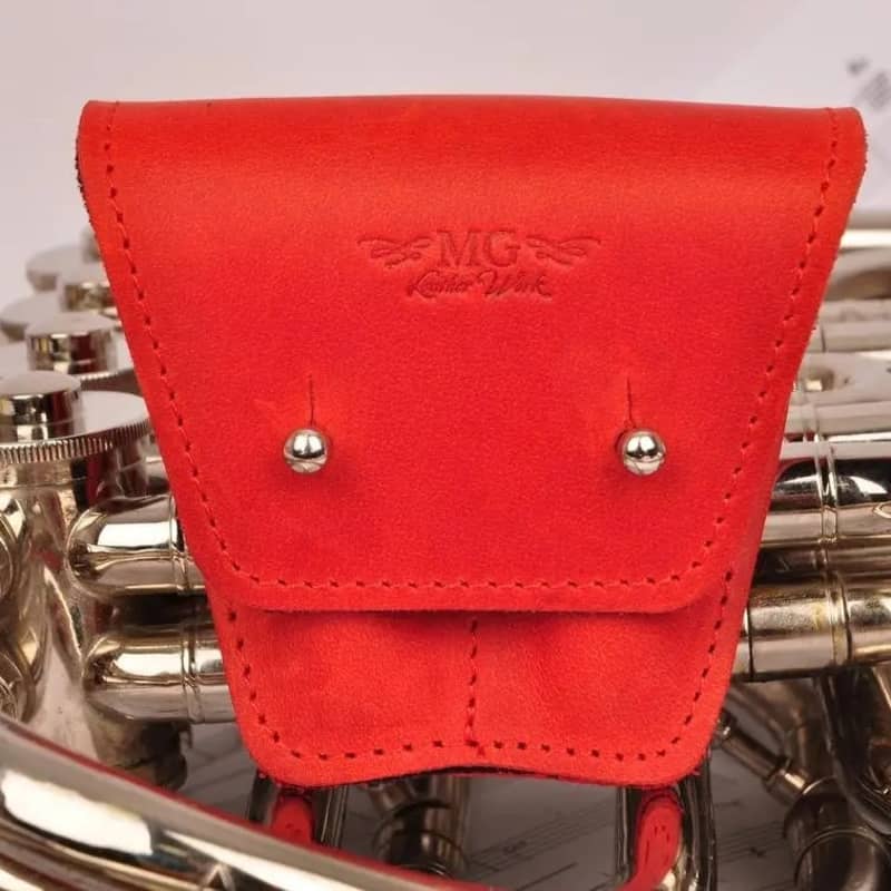 Trumpet Double Personalized leather mouthpiece holder for trumpet MG  Leather Work