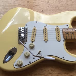 Fender 1980's FujiGen Stratocaster 1972 RI MIJ E-Serial 1984-87 Yellow White Bild 5