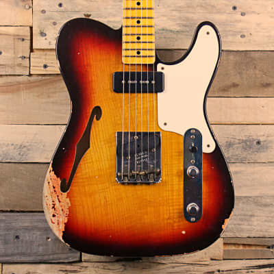 Fender Custom Shop P90 Telecaster Thinline Relic Chocolate 3-Color Sunburst image 1