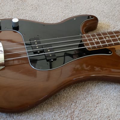 Left Handed rare Fender Precision Bass 1977-78 Walnut Mocha w Fender case completely original image 5