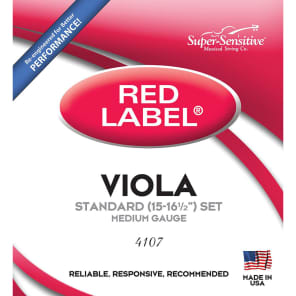Super-Sensitive 4107 Full-Size Red Label Full Core Medium Viola String Set