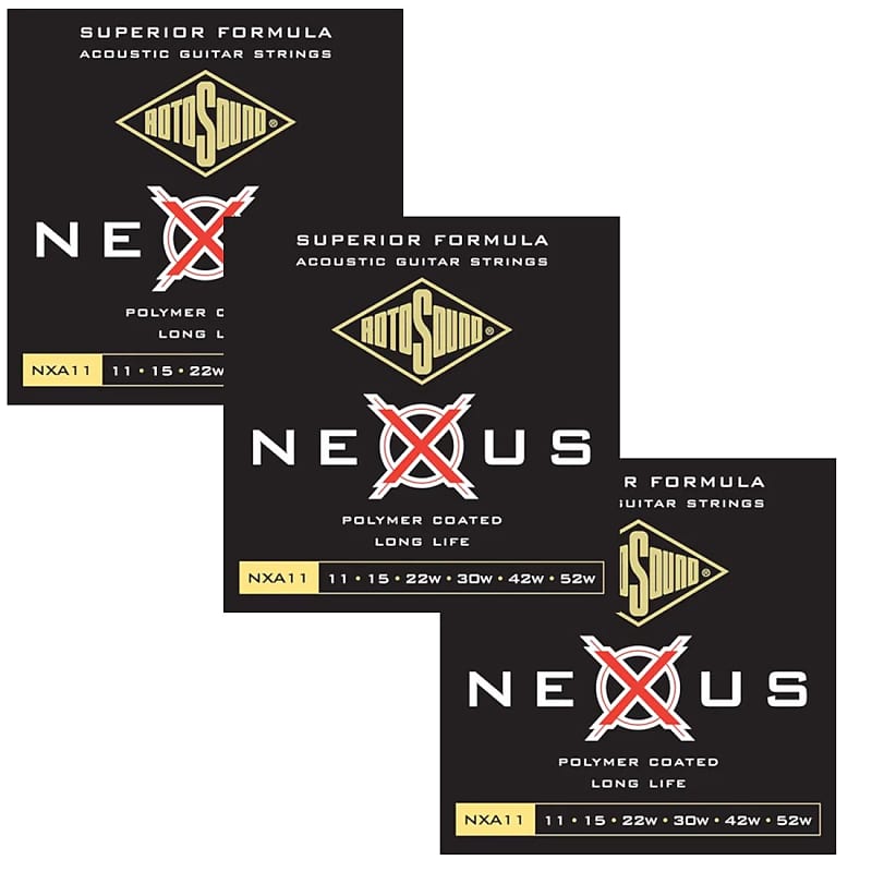 RotoSound Guitar Strings - 3-Pack Acoustic - Nexus Polymer Coated  - 11 Light 11-52 image 1
