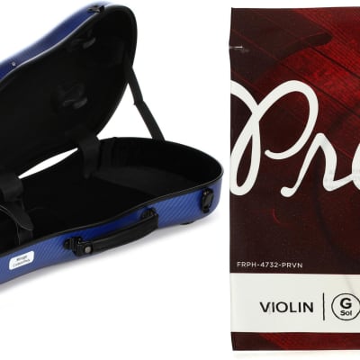 Knilling 610VNBL 3/4-4/4 Size Mirage Polycarbonate Shaped Violin Case - Blue  Bundle with D'Addario J814 Prelude Violin G String - 1/4 Size image 1