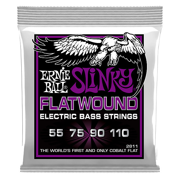 Ernie Ball 2811 Slinky Flatwound Power Electric Bass Strings (55-110) image 1