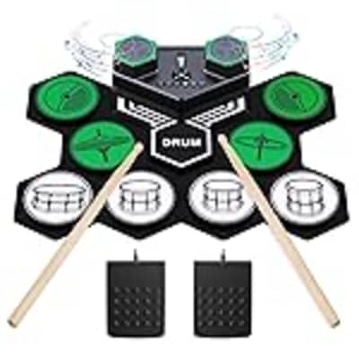 LEKATO Electronic Drum Set, Portable Electric Drum Set for Beginner with  Quiet Mesh Snare Drum Pads, 220+ Sounds, USB MIDI, 2 Switch Pedal, Electric