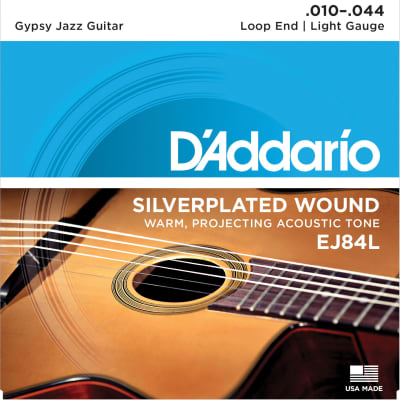 D'Addario EJ84L Light Loop End Gypsy Jazz Acoustic Guitar Strings, 10-44