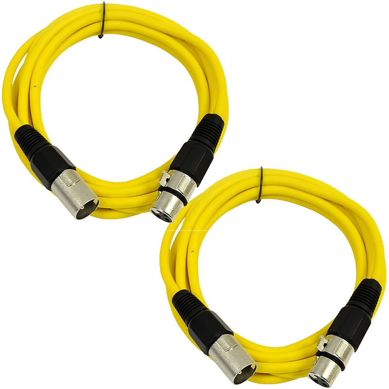 2 Pack of XLR Patch Cables 6 Foot Extension Cords Jumper - Yellow and Yellow image 1