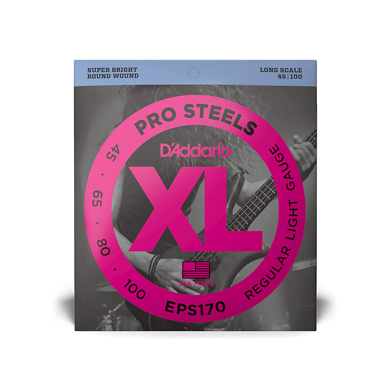 D'Addario EPS170 ProSteels Bass Guitar Strings, Light, 45-100, Long Scale image 1