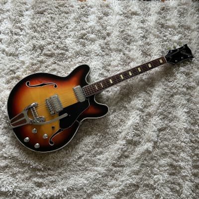 1965-1967 España Crucianelli ES-Style Hollowbody Electric Guitar w/ TKL HSC image 2