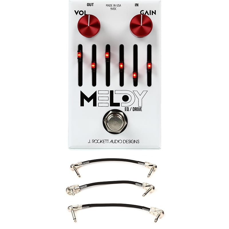 J. Rockett Audio Designs Melody Overdrive/EQ Pedal with 3 Patch Cables