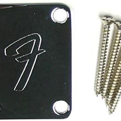 Fender Neck Plate, 70s  F  Logo, 4 Bolt, Chrome 099-1448-100 image 1