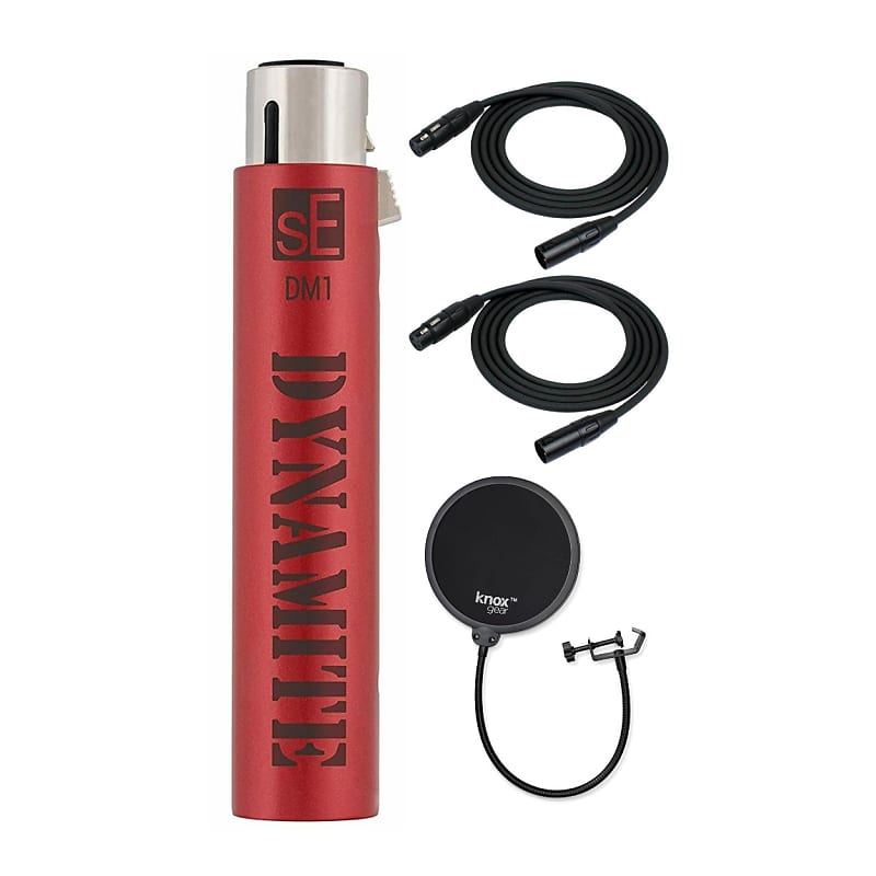 SE Electronics DM1 Dynamite Active In-Line Preamp Bundle with Knox Gear Pop  Filter and XLR Cables