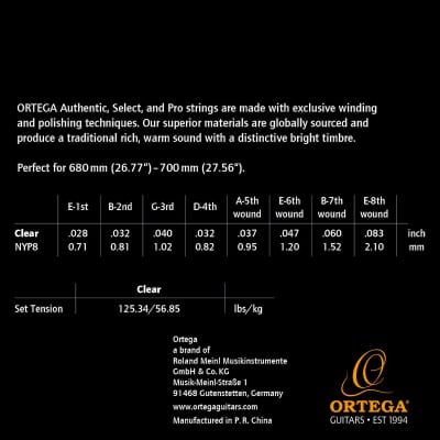 ORTEGA NYP8 Custom Made 8String Classical Guitar Pro String Set Normal image 2
