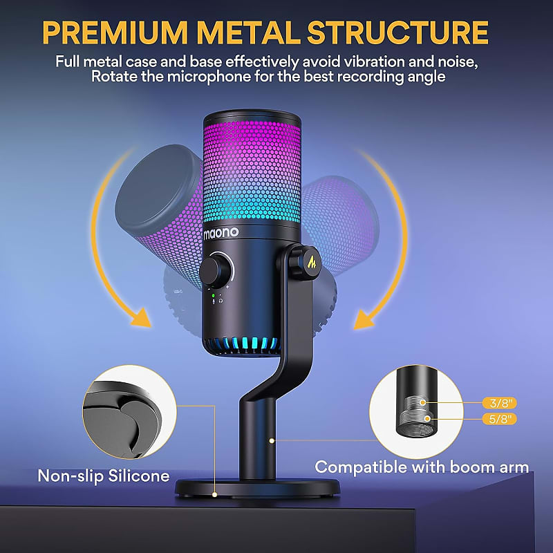 Donner Gaming Microphone with RGB, Computer Microphone 96Hz/24-bit High  Sampling Rate, USB Microphone for PC PS4 MAC Streaming Podcast, Condenser