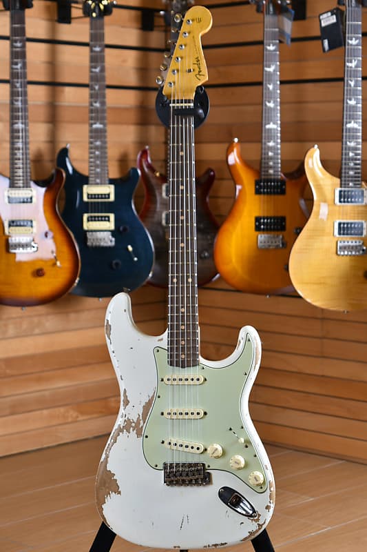 Fender Custom Shop '60 Stratocaster NAMM 2020 Heavy Relic Aged Olympic White image 1