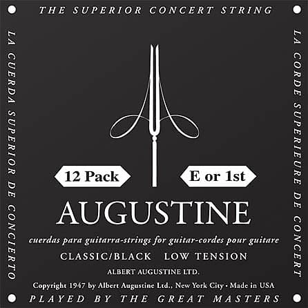 Classic Black Low Tension Nylon Guitar Strings 12 Pack Of E 1St Strings Augu image 1