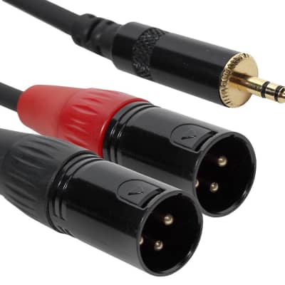 15 ft stereo 1/8” 3.5mm plug to 2 XLR 3pin male y adapter patch cable