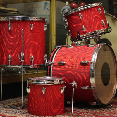 1966 Slingerland 'Modern Combo' in Red Satin Flame 14x18 14x16 9x13 9x10 image 1