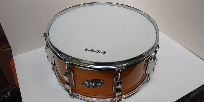 NEW! Ludwig Made In Taiwan Rocker Elite 6 x 14" Amber Lacquer Finish Snare Drum - Excellent Quality! image 1