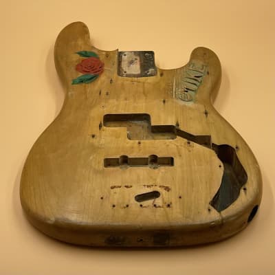 1969 Fender Precision Bass Folk Hippie Art Carved Mike’s Rose Refin Vintage Original Body Modified by John Suhr imagen 3