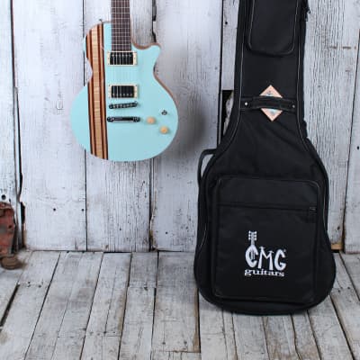 CMG Guitars USA Ashlee Electric Guitar Bubba Blue Stripey with Gig Bag image 2