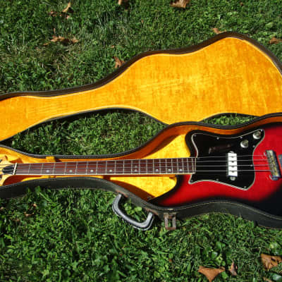 Univox UB-1 Bass Guitar, 1960's, Japan, Cherryburst, Figured Body,  Case image 1