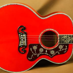 Gibson SJ-200 Custom Quilt Vine Trans Cherry Acoustic Guitar J-200 image 13