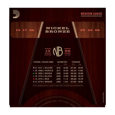 D'Addario NB1356 Nickel Bronze Acoustic Guitar Strings, Medium, 13-56 image 2