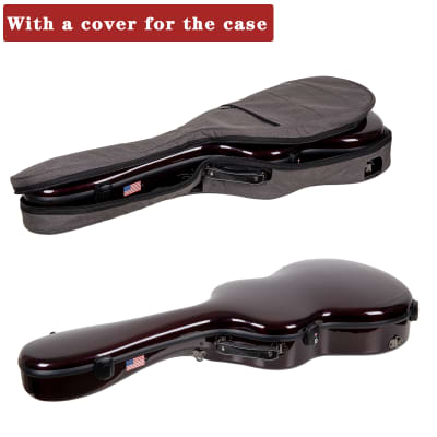 Crossrock 4/4 Classical Guitar Case in 100% Carbon Fiber for Touring Show, 7 lb Flight Case, Red with US Flag image 5