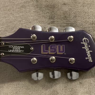 2004 Epiphone Collegiate Les Paul Junior LSU Louisiana State University Tiger Guitar Purple & Yellow Officially Licensed + Original Gig Bag image 4