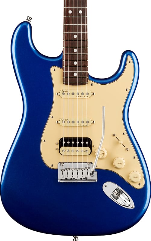 Fender American Ultra Stratocaster HSS Electric Guitar Rosewood FB, Cobra Blue image 1