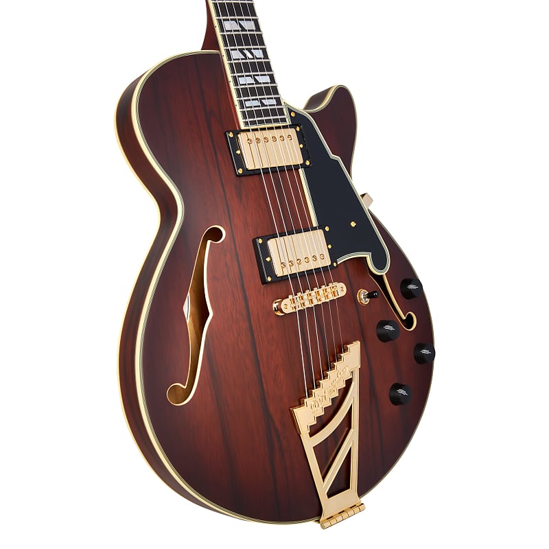 D'Angelico Deluxe Series SS Semi-Hollow Single Cutaway Electric Guitar Satin Brown Burst image 1