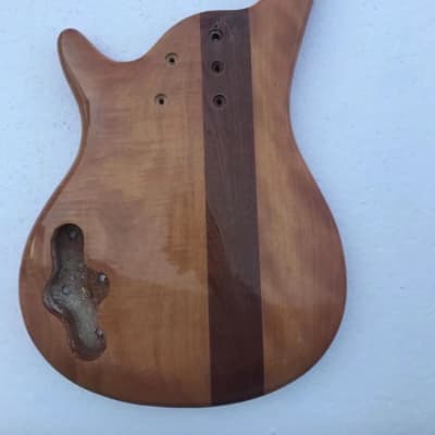 Natural Glossy Finish Mahogany Wood Neck-Through Bass Guitar Body image 4