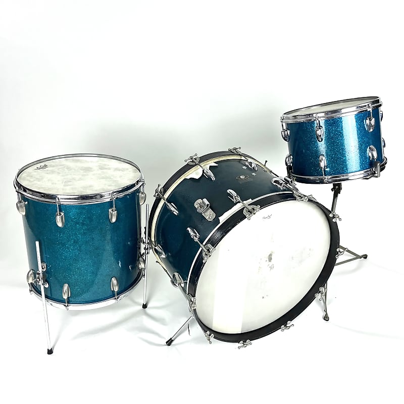 Slingerland Radio King 13/16/22 1959 - RARE Blue aqua sparkle