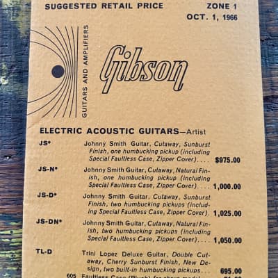 1966 Gibson Guitar Price Vintage Case Candy-Catalog List 1960's VG+ Condition image 3